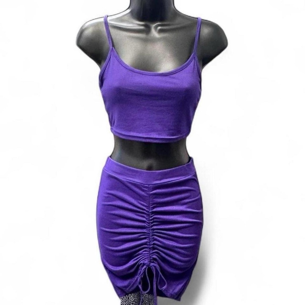 NWT Beach Vibe Vibrant‎ Purple Skirt & Tank 2 Piece Set MEDIUM